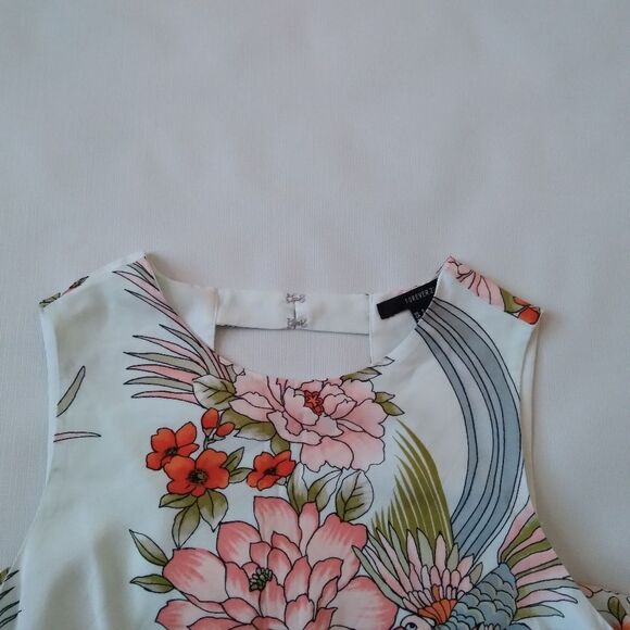 Forever 21 Light Blue Floral Pattern Sleeveless Mini Shift Dress Women's Small - Picture 5 of 12